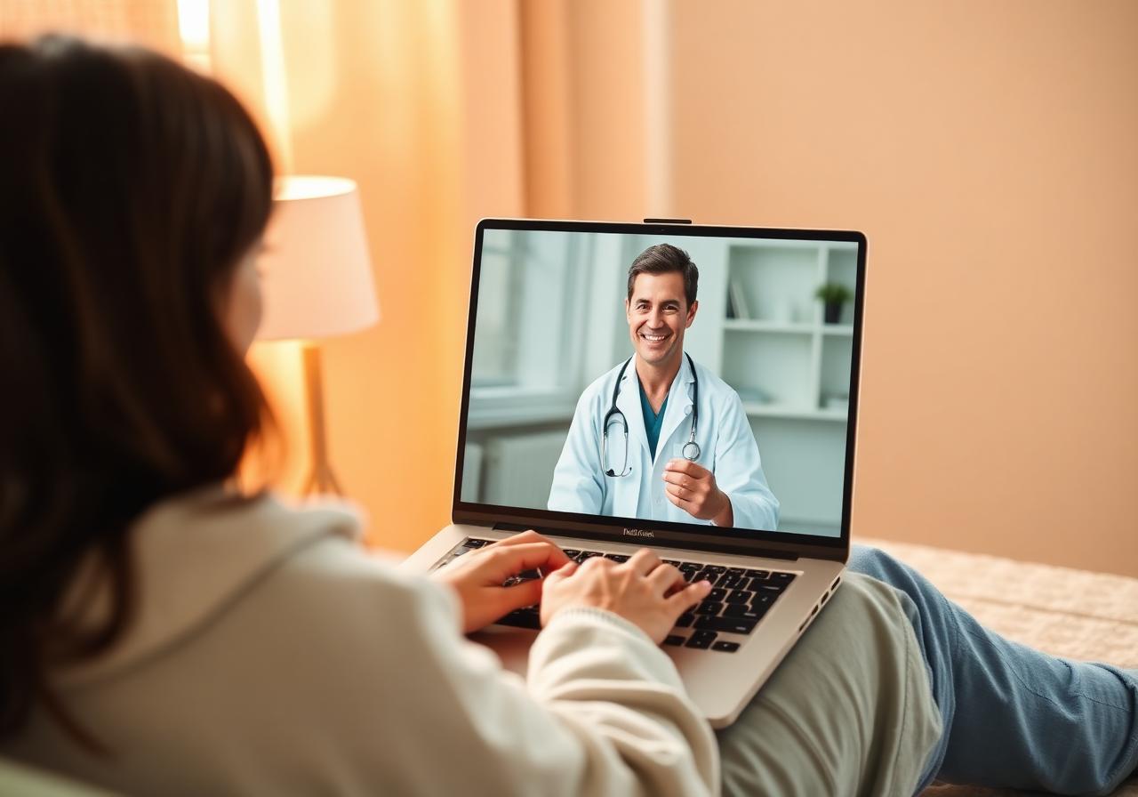 Patient on a virtual visit from their living room